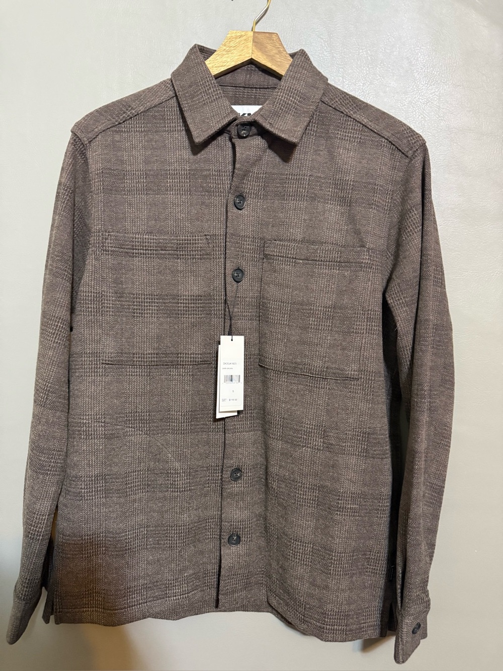 DKNY Brown Plaid Button-Front flannel Casual Shirt Jacket